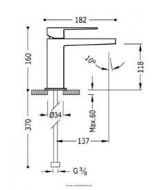 Смеситель для раковины однорычажный с донным клапаном Tres Slim Exclusive 20210301BLD