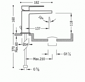 Смеситель для раковины однорычажный с донным клапаном Tres Slim Exclusive хром 20210301D