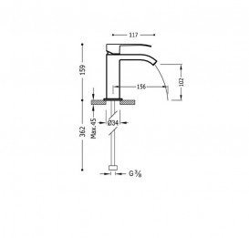 Змішувач для раковини одноважеля Tres Cuadro Tres хром / чорний 00610101NED