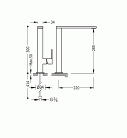 Змішувач для раковини одноважеля високий Tres Cuadro Tres хром 106486