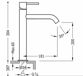 Смеситель для раковины однорычажный Tres коллекция Study-Tres хром 26230701TNED