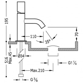 Змішувач для раковини одноважеля Tres Study Exclusive 26190301TROD
