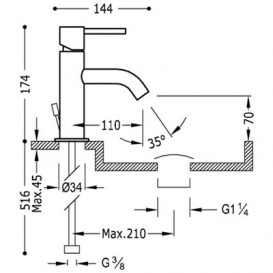 Змішувач для раковини одноважеля Tres Study-Tres хром 26290301
