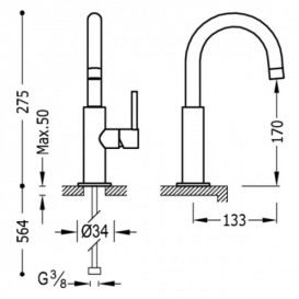 Смеситель для раковины однорычажный Tres Study-Tres хром 26290403
