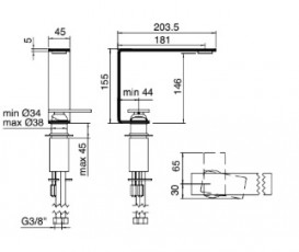 Змішувач для раковини одноважеля Treemme 5 мм нержавіюча сталь 2811IS5M
