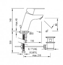 Смеситель для раковины однорычажный Tres BM-tres врезной хром 139103