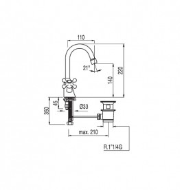 Смеситель для раковины двухвентильный Tres Clasic-Tres врезной бронза 53710401