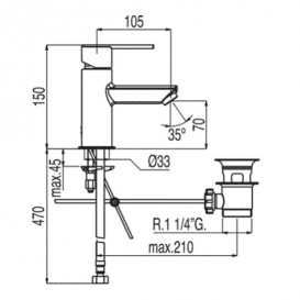 Смеситель для раковины однорычажный Tres Lex-Tres хром  181103