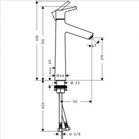 Змішувач для раковини одноважеля високий Hansgrohe колекція Talis S хром 72032000