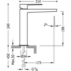 Смеситель для раковины однорычажный высокий Tres коллекция Slim хром 20210303