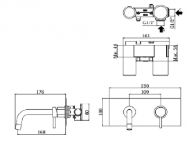 Смеситель для раковины Paffoni Light 175 мм (LIG 101 NO/М)