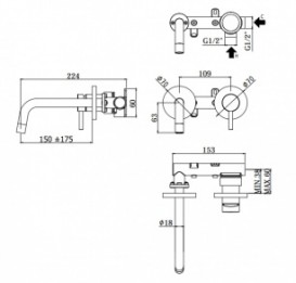 Змішувач для раковини Paffoni Light 175 мм (LIG 101 NO 70)
