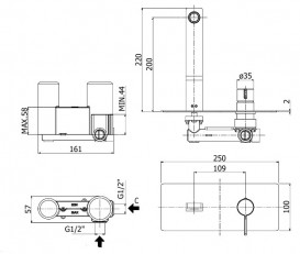 Змішувач для раковини Paffoni Rock одноважільний настінний хром RO 105 CR