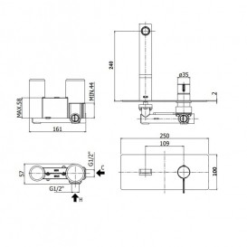 Змішувач для раковини Paffoni Rock одноважільний настінний хром RO 106 CR