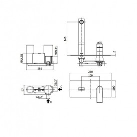 Змішувач для раковини Paffoni Tango одноважільний настінний хром TA 106 CR