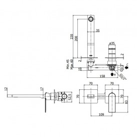 	Смеситель для раковины Paffoni Tango однорычажный настенный хром TA 105 CR 70