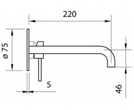 Смеситель для раковины Ponsi Stilox однорычажный настенный матовая нержавеющая сталь BTSTLXLA05
