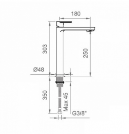 Смеситель для раковины Ponsi Versilia однорычажный черный матовый BT VER K LA03