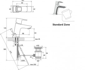 Смеситель для раковины Ravak 10° TD 011.00 однорычажный с донным клапаном X070063