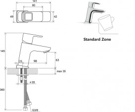 Смеситель для раковины Ravak 10° TD 012.00 однорычажный без донного клапана X070064