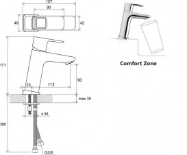 Смеситель для раковины Ravak 10° TD 014.00 однорычажный без донного клапана X070062
