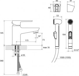 Змішувач для раковини Ravak BM 011.00 змішувач з гігієнічним душем X070076