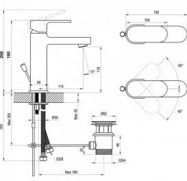 Змішувач для раковини Ravak Chrome CR 013.00 одноважільний з донним клапаном хром X070190