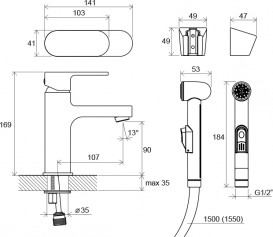 Змішувач для раковини Ravak Chrome CR 112.00 змішувач з гігієнічним душем хром X070092
