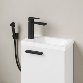 Змішувач для раковини Ravak Chrome II одноважільний з гігієнічним душем чорний X070462