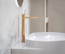 Смеситель для раковины Ravak Eleganta BeCool однорычажный розовое золото матовое X070423