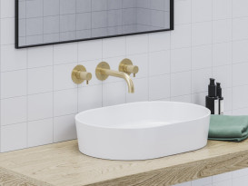 Змішувач для раковини Ravak Espirit настінний двоважільний золото матове X070600