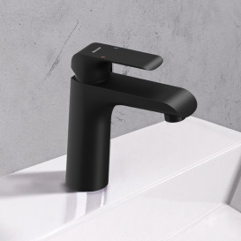 Смеситель для раковины Ravak Flat FL 013.20 однорычажный с донным клапаном черный X070172