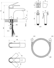 Змішувач для раковини Ravak Flat одноважільний з гігієнічним душем чорний X070439