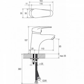 Смеситель для раковины Ravak Neo NO 012.00 однорычажный хром X070023