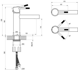 Смеситель для раковины Ravak Nox NX 014 однорычажный графит матовый X070695