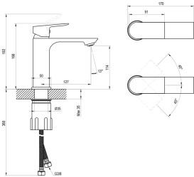 Змішувач для раковини Ravak Plan PN 014.00 одноважільний графіт матовий X070652