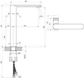 Змішувач для раковини Ravak Сhrome II CR II 015.22BL одноважільний чорний X070591