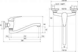 Смеситель для раковины Ravak Suzan SN 041.00/150 однорычажный настенный хром X070008