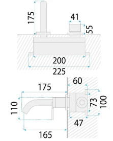 Смеситель для раковины Rea Argon настенный однорычажный матовое золото REA-B7808