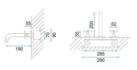 Змішувач для раковини Rea Exit настінний двовентильний чорний REA-B8000
