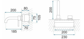 Смеситель для раковины Rea Lungo Long настенный однорычажный матовая медь REA-B4601