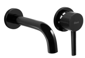Смеситель для раковины Rea Lungo настенный однорычажный черный глянцевый REA-B4421