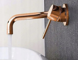 Смеситель для раковины Rea Lungo настенный однорычажный розовое золото REA-B8548