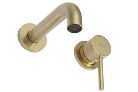 Змішувач для раковини Rea Lungo настінний одноважільний матове золото REA-B8652