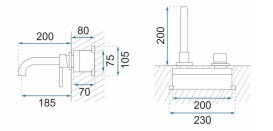 Смеситель для раковины Rea Lungo Long настенный однорычажный черный REA-B0371