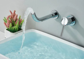 Смеситель для раковины Rea Lungo Long настенный однорычажный хром REA-B0369