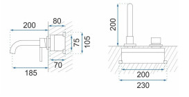 Смеситель для раковины Rea Lungo Long настенный однорычажный золото REA-B0370