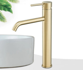 Смеситель для раковины Rea Lungo однорычажный золотой REA-B9409