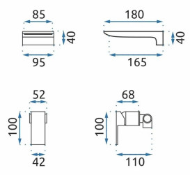 Смеситель для раковины Rea Mason настенный однорычажный черный REA-B0690