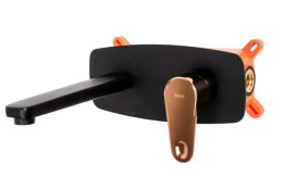 Змішувач для раковини Rea Mild настінний одноважільний чорний/рожеве золото REA-B9142